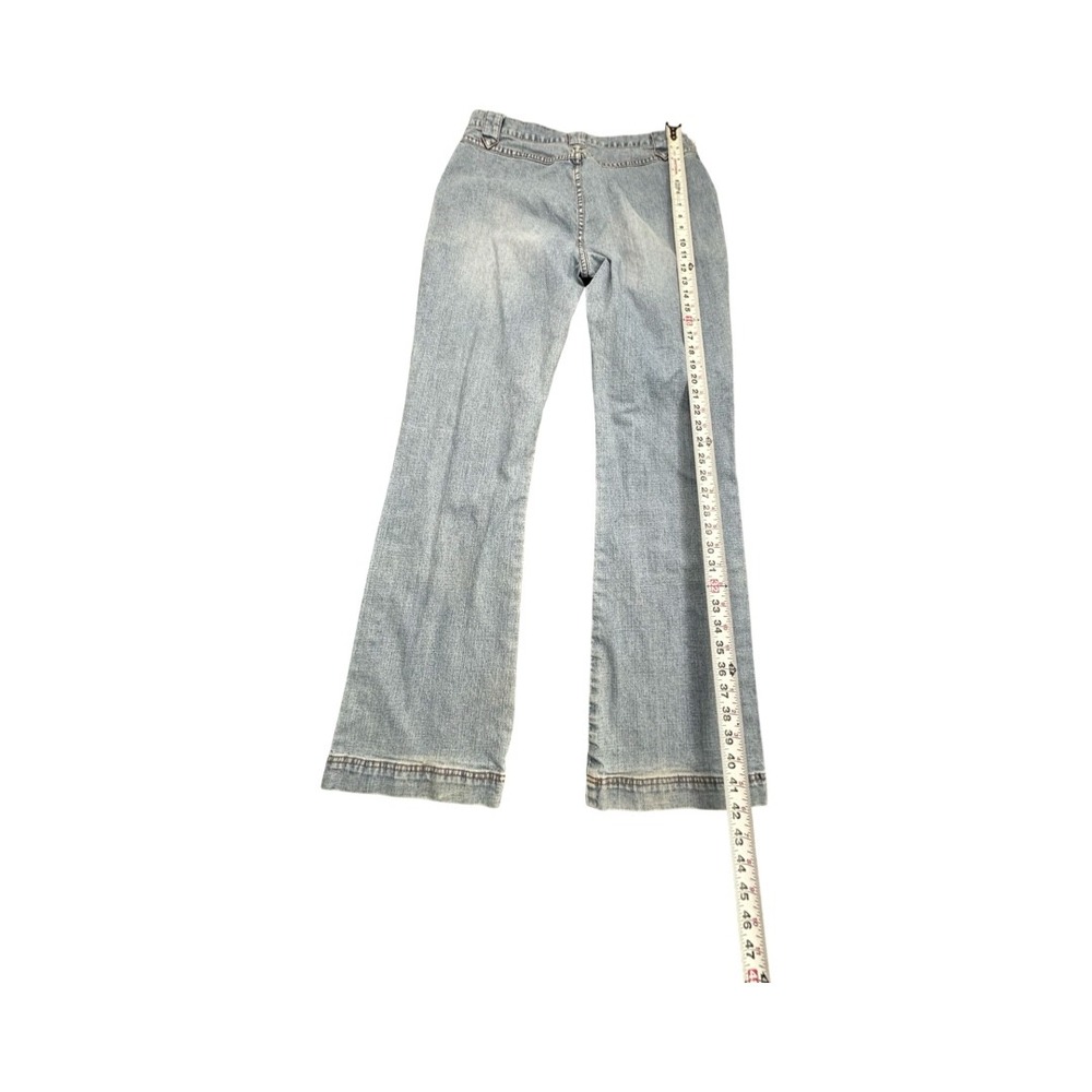 Lee Jeans Womens 16L Blue Riveted Flare Stretch Light Wash Patch Pocket Denim - Picture 7 of 12